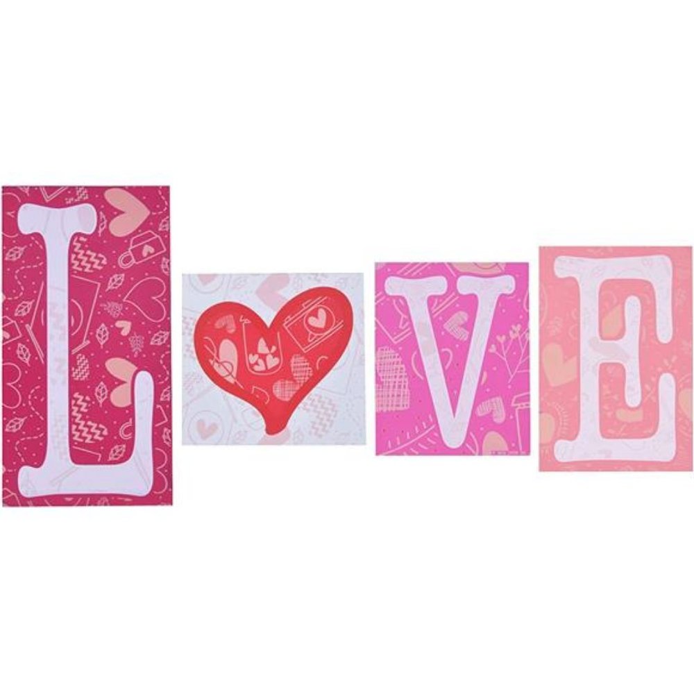 Valentines Day Table Decoration Love Wooden Blocks Love Signsr (Pink)